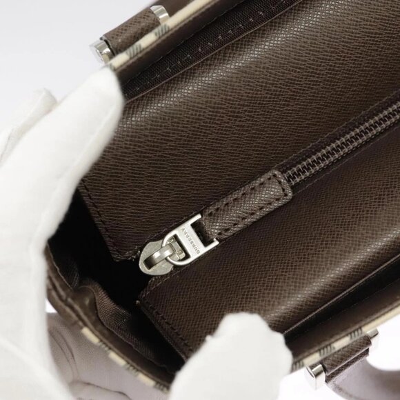 BURBERRY Nova Check Hand Bag Canvas Leather Beige Auth 101313 - Picture 8 of 16